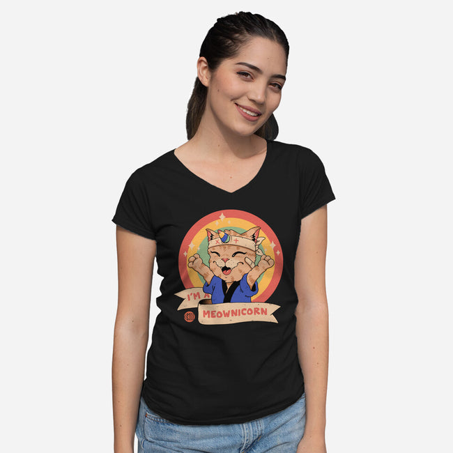 Meow-nicorn-Womens-V-Neck-Tee-vp021