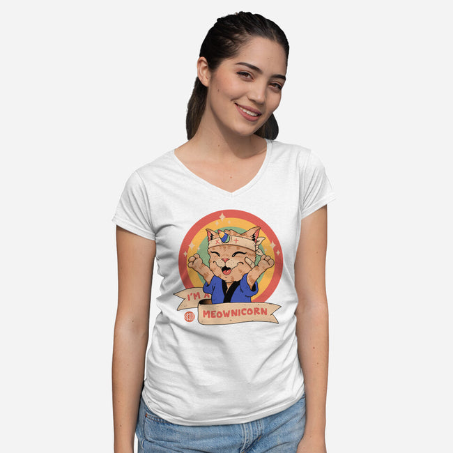 Meow-nicorn-Womens-V-Neck-Tee-vp021