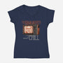 Horror Movies And Chill-Womens-V-Neck-Tee-glitchygorilla
