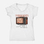 Horror Movies And Chill-Womens-V-Neck-Tee-glitchygorilla