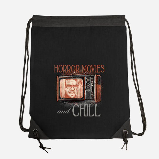 Horror Movies And Chill-None-Drawstring-Bag-glitchygorilla