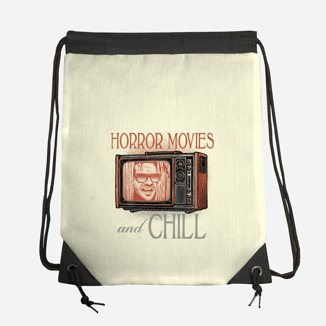 Horror Movies And Chill-None-Drawstring-Bag-glitchygorilla