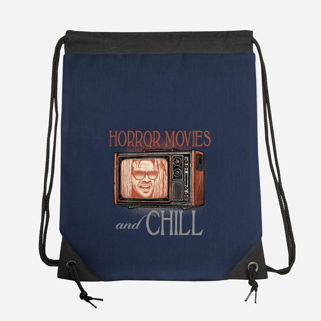 Horror Movies And Chill-None-Drawstring-Bag-glitchygorilla