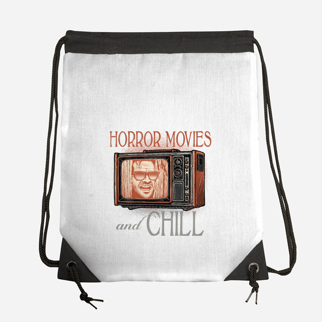 Horror Movies And Chill-None-Drawstring-Bag-glitchygorilla