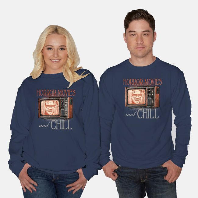 Horror Movies And Chill-Unisex-Crew Neck-Sweatshirt-glitchygorilla
