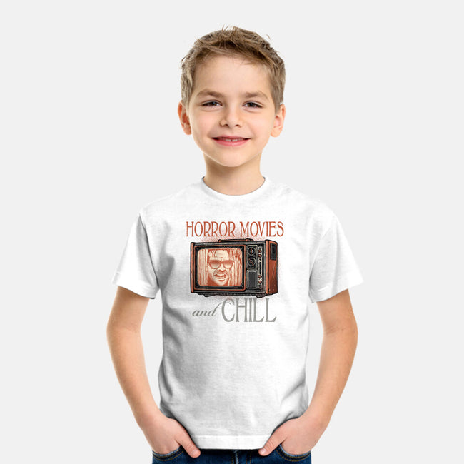 Horror Movies And Chill-Youth-Basic-Tee-glitchygorilla