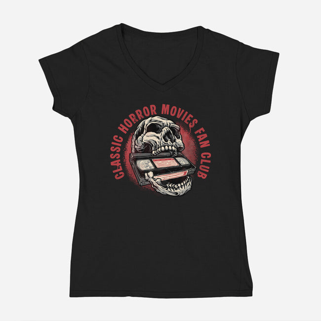 Horror Movies Fan-Womens-V-Neck-Tee-glitchygorilla