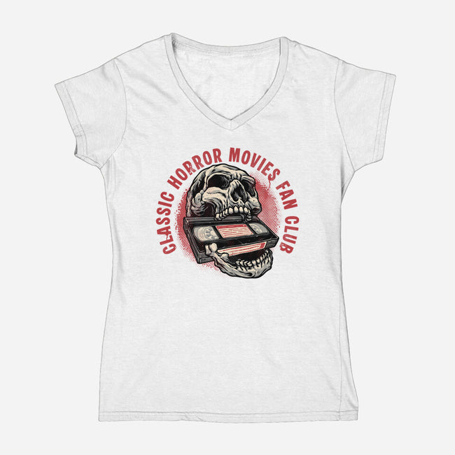 Horror Movies Fan-Womens-V-Neck-Tee-glitchygorilla