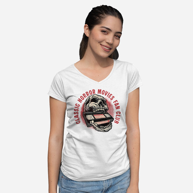 Horror Movies Fan-Womens-V-Neck-Tee-glitchygorilla
