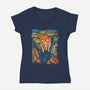 The Halloscream-Womens-V-Neck-Tee-kharmazero