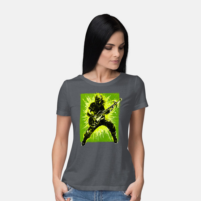 Legendary Guitar Hero-Womens-Basic-Tee-kharmazero