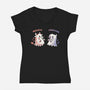 Spooky Capy And Cow-Womens-V-Neck-Tee-TechraNova
