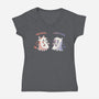 Spooky Capy And Cow-Womens-V-Neck-Tee-TechraNova
