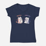 Spooky Capy And Cow-Womens-V-Neck-Tee-TechraNova