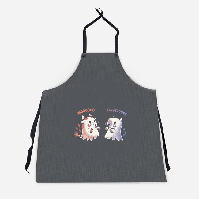 Spooky Capy And Cow-Unisex-Kitchen-Apron-TechraNova