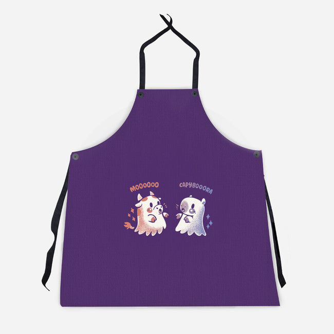 Spooky Capy And Cow-Unisex-Kitchen-Apron-TechraNova