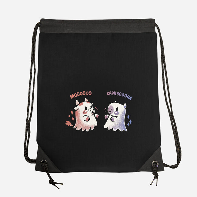 Spooky Capy And Cow-None-Drawstring-Bag-TechraNova