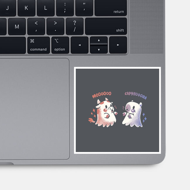 Spooky Capy And Cow-None-Glossy-Sticker-TechraNova