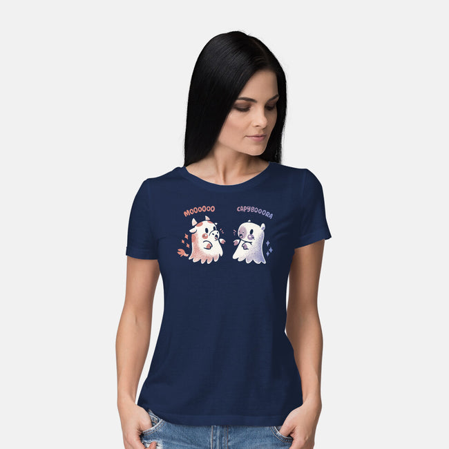 Spooky Capy And Cow-Womens-Basic-Tee-TechraNova