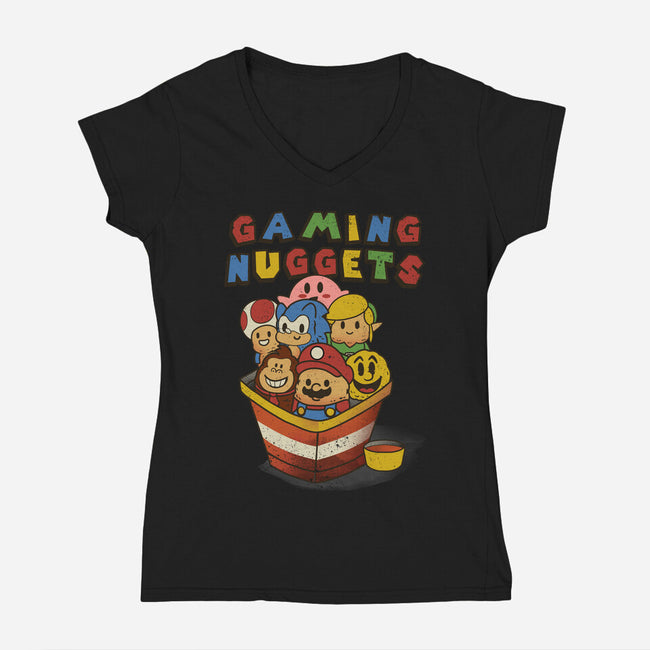 Gaming Nuggets-Womens-V-Neck-Tee-dandingeroz