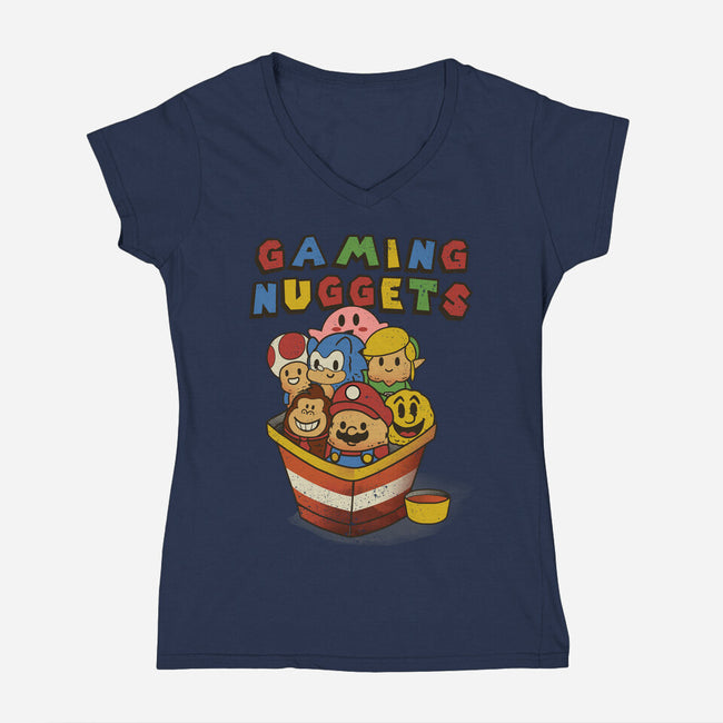 Gaming Nuggets-Womens-V-Neck-Tee-dandingeroz