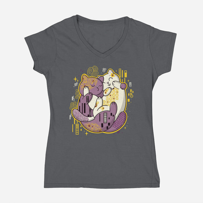 The Kiss-Womens-V-Neck-Tee-Freecheese