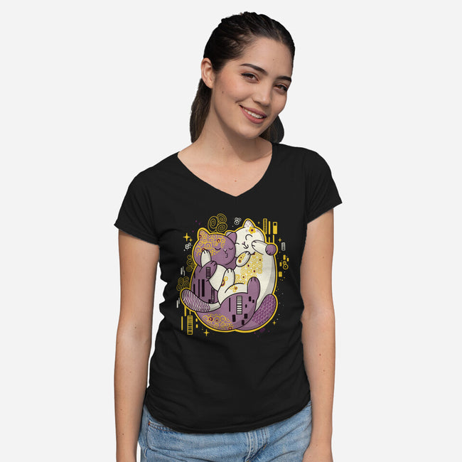 The Kiss-Womens-V-Neck-Tee-Freecheese