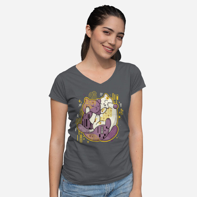 The Kiss-Womens-V-Neck-Tee-Freecheese