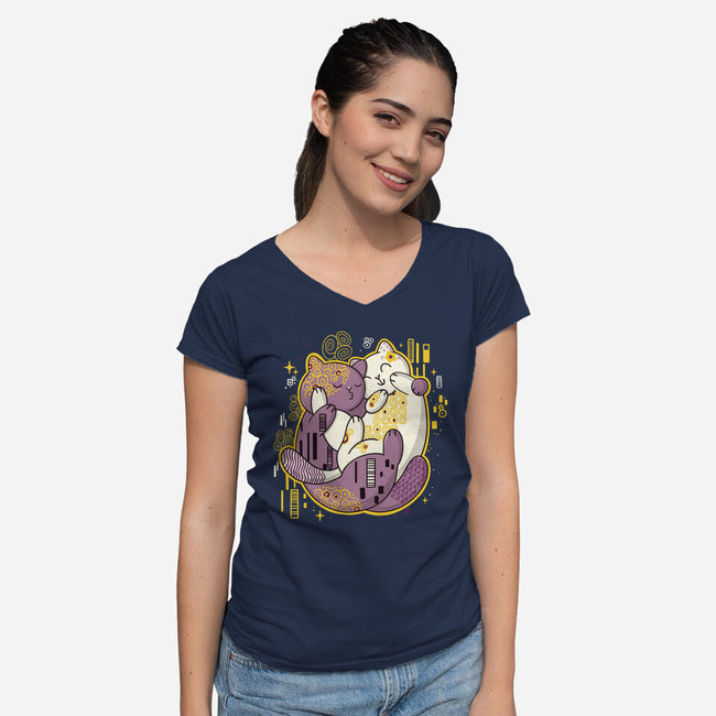The Kiss-Womens-V-Neck-Tee-Freecheese