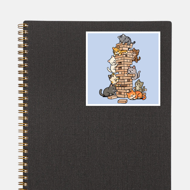 Cat Jenga Tower-None-Glossy-Sticker-GoshWow