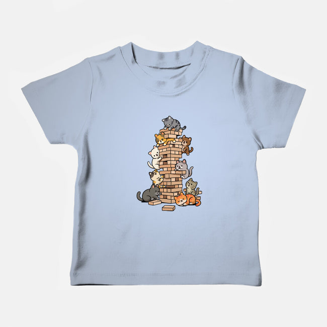 Cat Jenga Tower-Baby-Basic-Tee-GoshWow