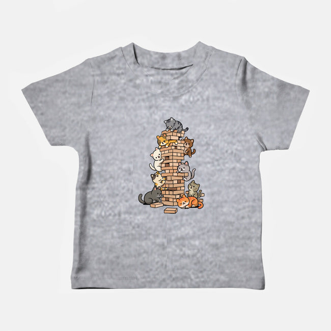 Cat Jenga Tower-Baby-Basic-Tee-GoshWow