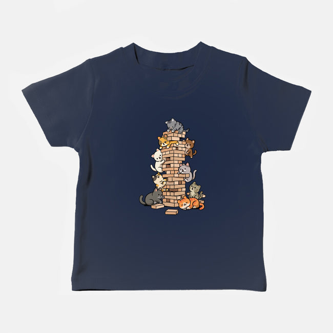 Cat Jenga Tower-Baby-Basic-Tee-GoshWow
