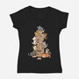 Cat Jenga Tower-Womens-V-Neck-Tee-GoshWow