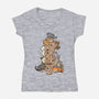 Cat Jenga Tower-Womens-V-Neck-Tee-GoshWow