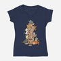 Cat Jenga Tower-Womens-V-Neck-Tee-GoshWow
