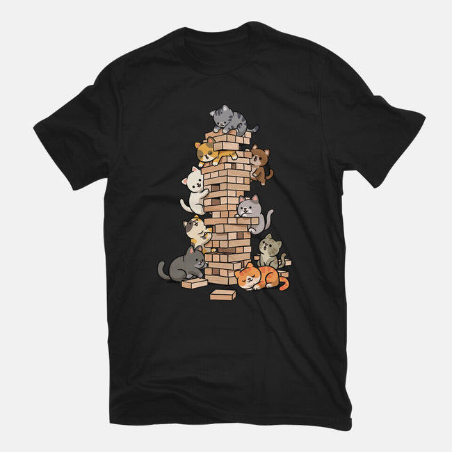 Cat Jenga Tower-Mens-Premium-Tee-GoshWow