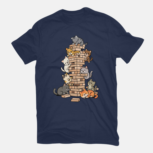 Cat Jenga Tower-Mens-Premium-Tee-GoshWow