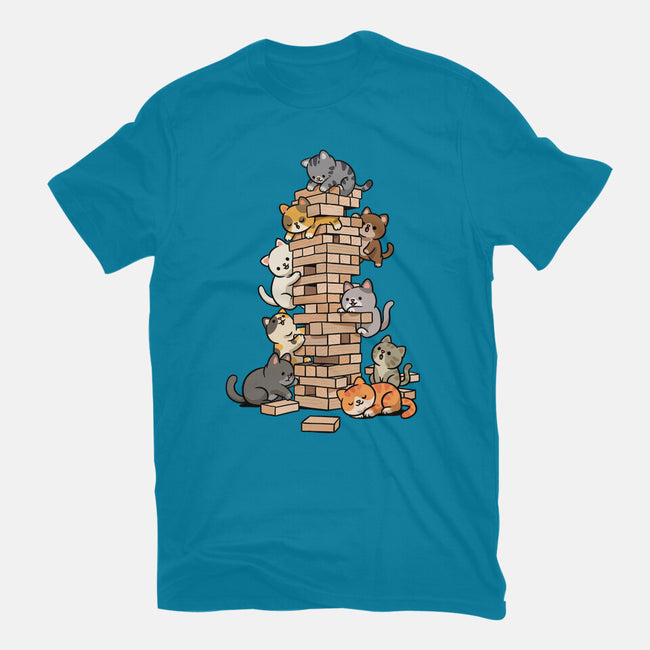 Cat Jenga Tower-Mens-Premium-Tee-GoshWow