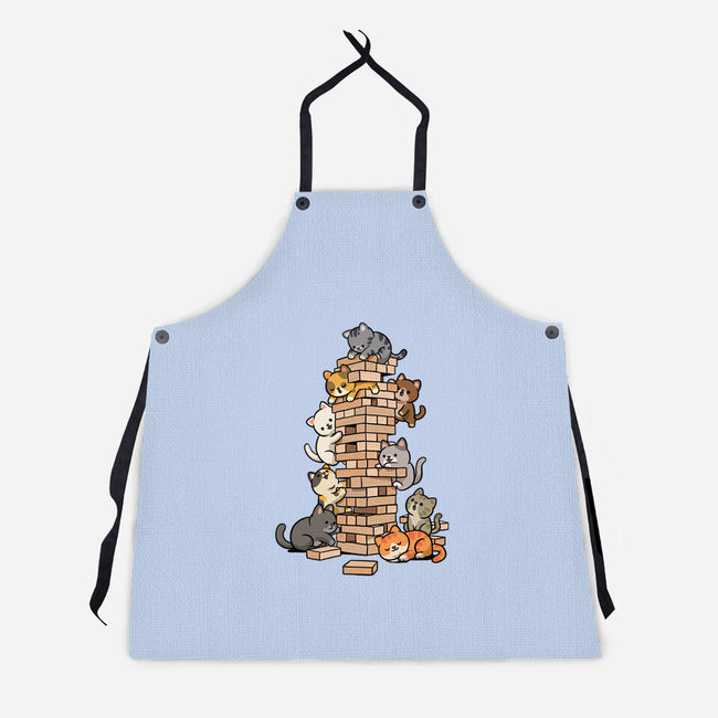 Cat Jenga Tower-Unisex-Kitchen-Apron-GoshWow