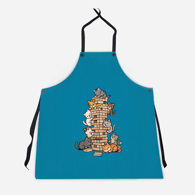 Cat Jenga Tower-Unisex-Kitchen-Apron-GoshWow