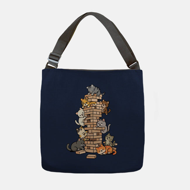 Cat Jenga Tower-None-Adjustable Tote-Bag-GoshWow