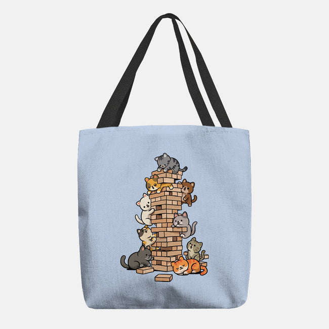 Cat Jenga Tower-None-Basic Tote-Bag-GoshWow