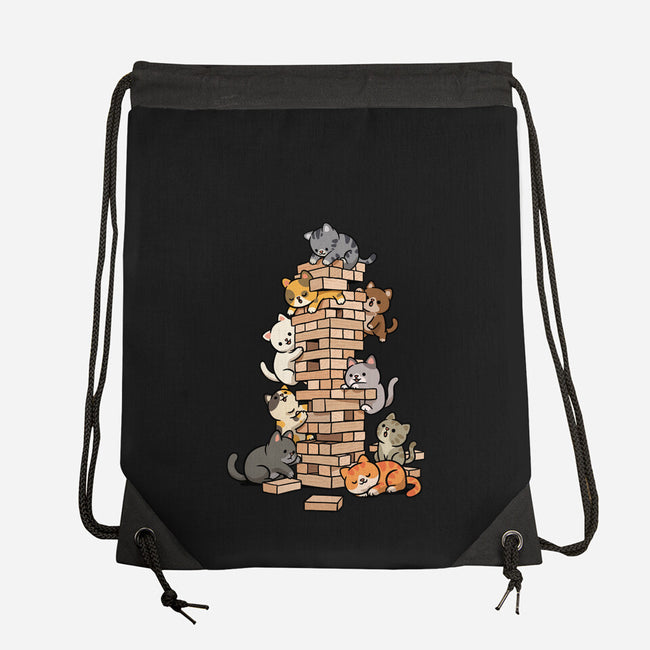 Cat Jenga Tower-None-Drawstring-Bag-GoshWow