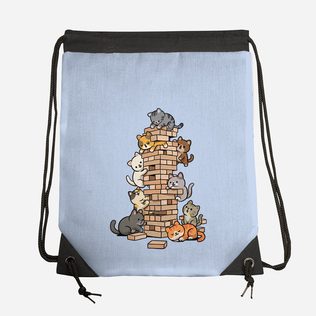 Cat Jenga Tower-None-Drawstring-Bag-GoshWow