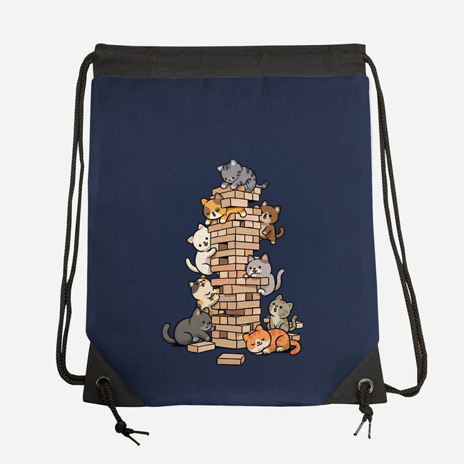 Cat Jenga Tower-None-Drawstring-Bag-GoshWow