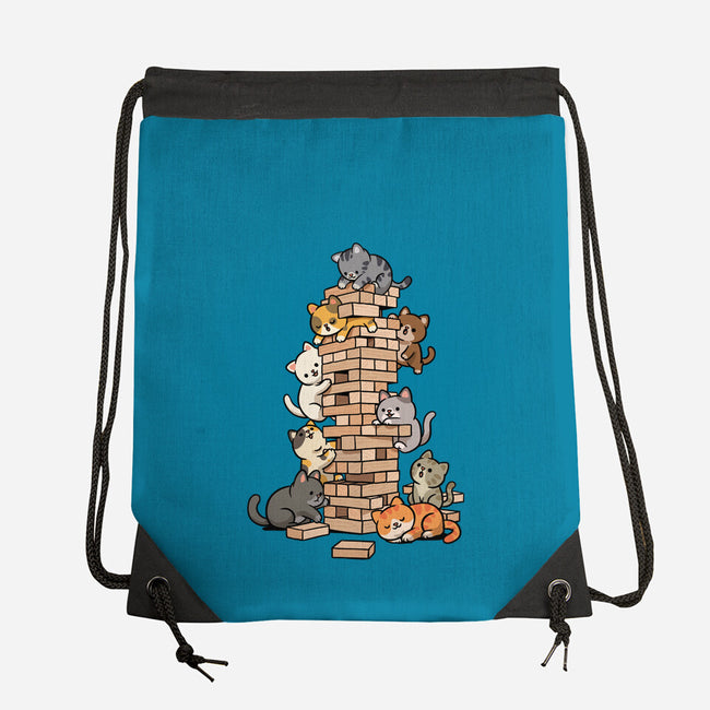 Cat Jenga Tower-None-Drawstring-Bag-GoshWow