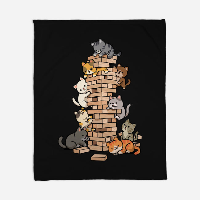 Cat Jenga Tower-None-Fleece-Blanket-GoshWow