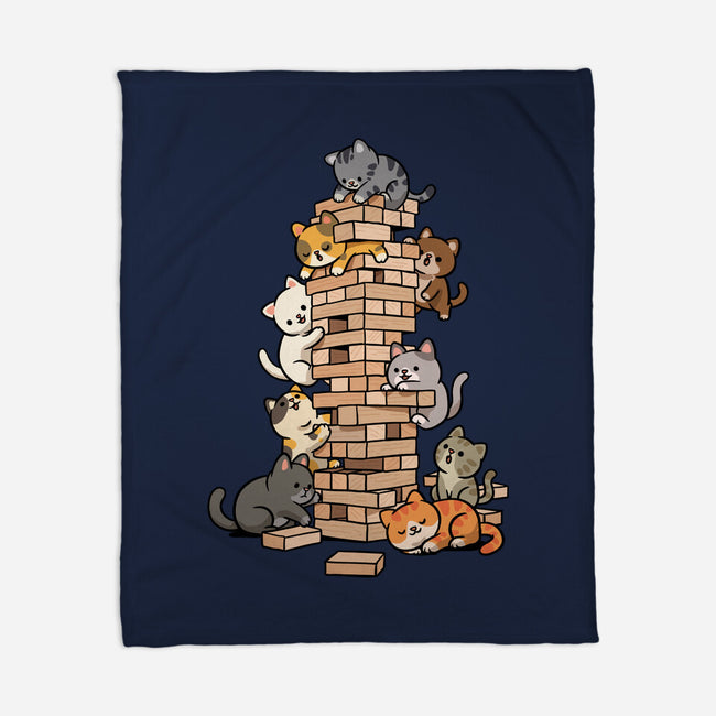 Cat Jenga Tower-None-Fleece-Blanket-GoshWow