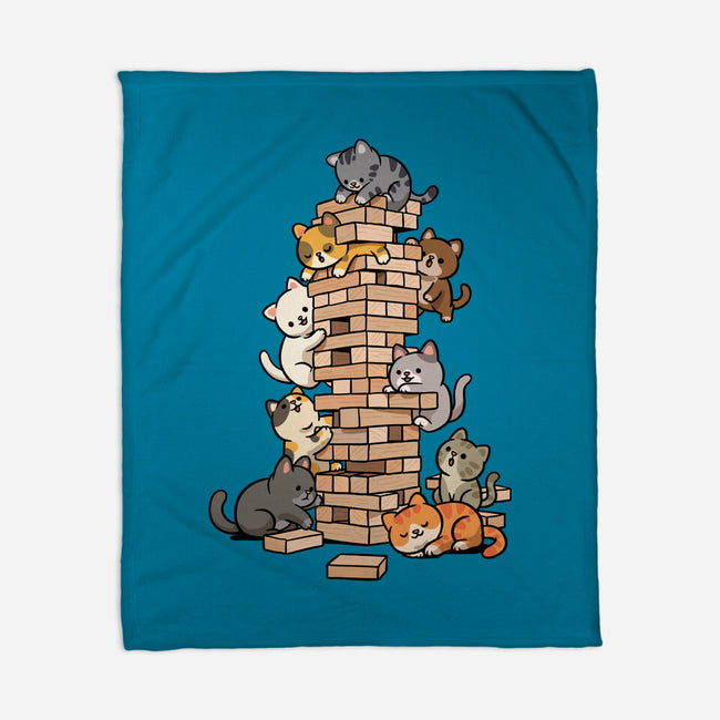 Cat Jenga Tower-None-Fleece-Blanket-GoshWow